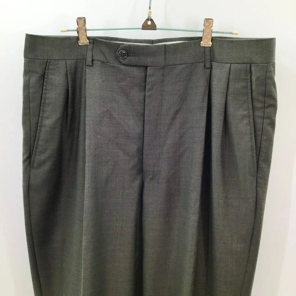 Mens Jones New York Suit 40R Pants 35/28.5 Wool Cashmere Blend Green Houndstooth - Picture 11 of 16